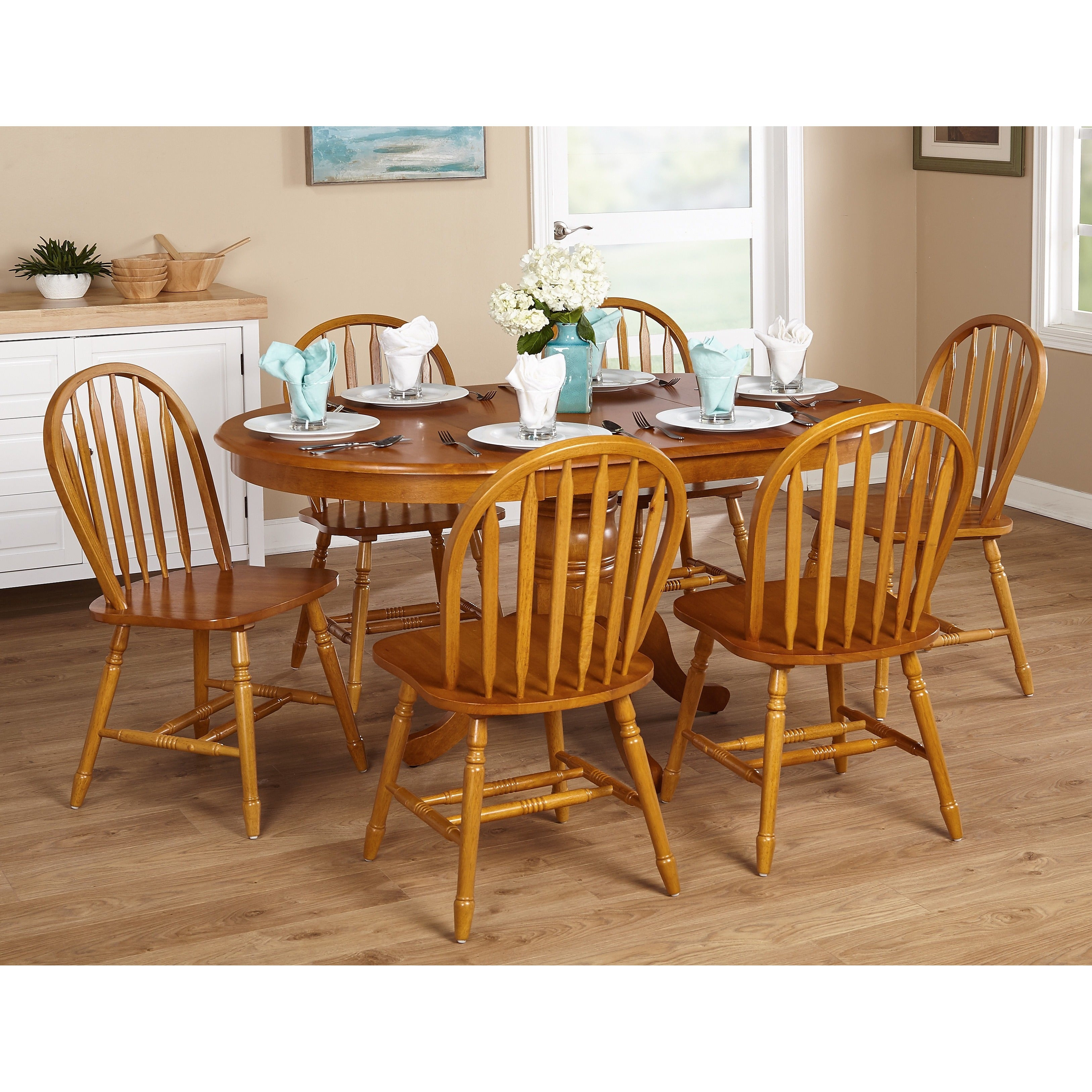 Best ideas about Oak Dining Room Set
. Save or Pin Oak Dining Set 7 Piece Farmhouse Wood Home Room Kitchen Now.