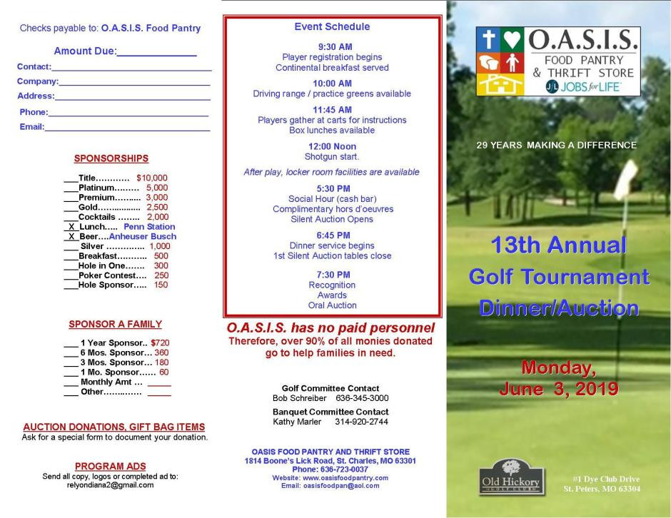 Best ideas about Oasis Food Pantry
. Save or Pin 13th Annual Golf Tournament & Dinner Auction June 3 Now.