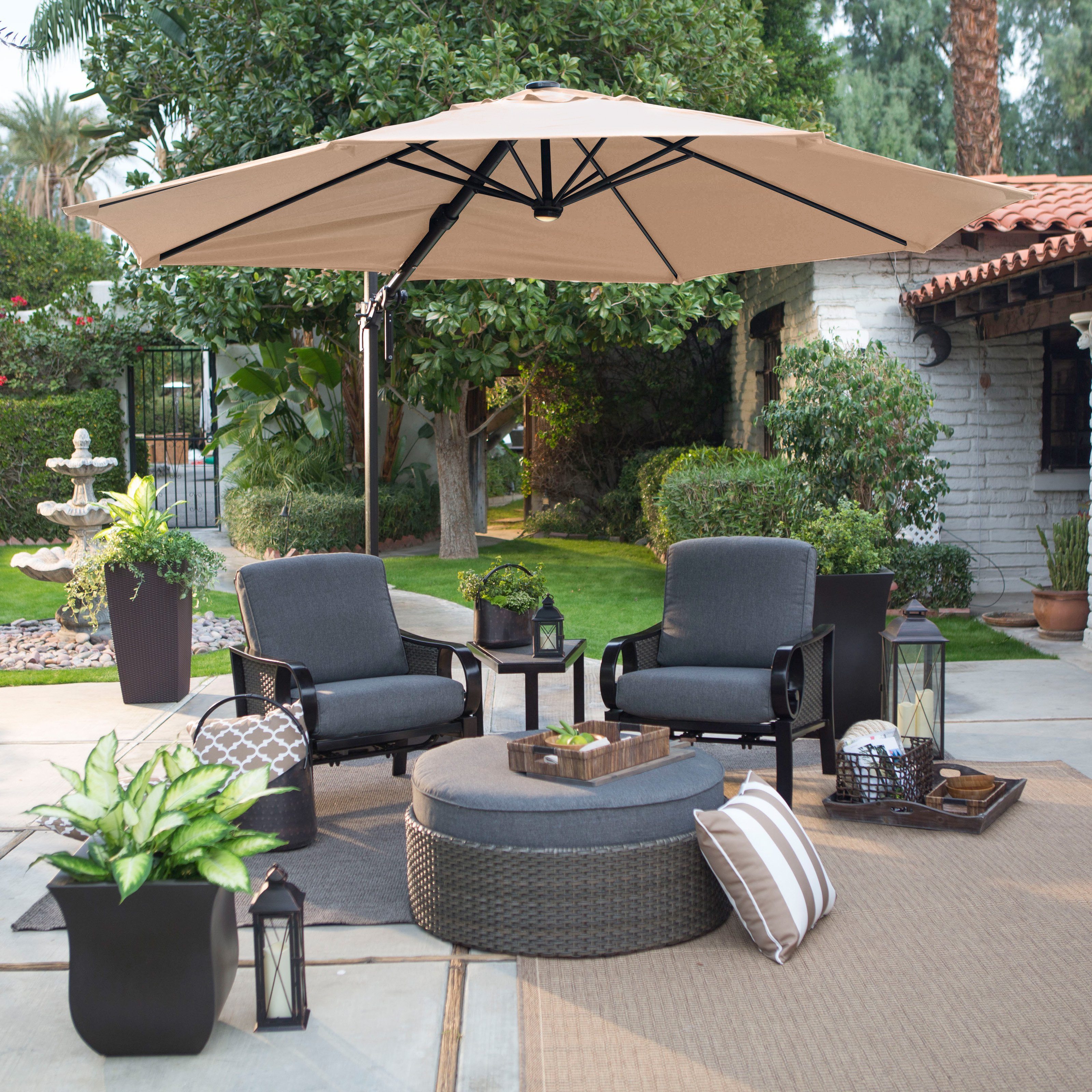 Best ideas about Offset Patio Umbrella
. Save or Pin Coral Coast 11 ft Aluminum Lighted fset Umbrella & Base Now.