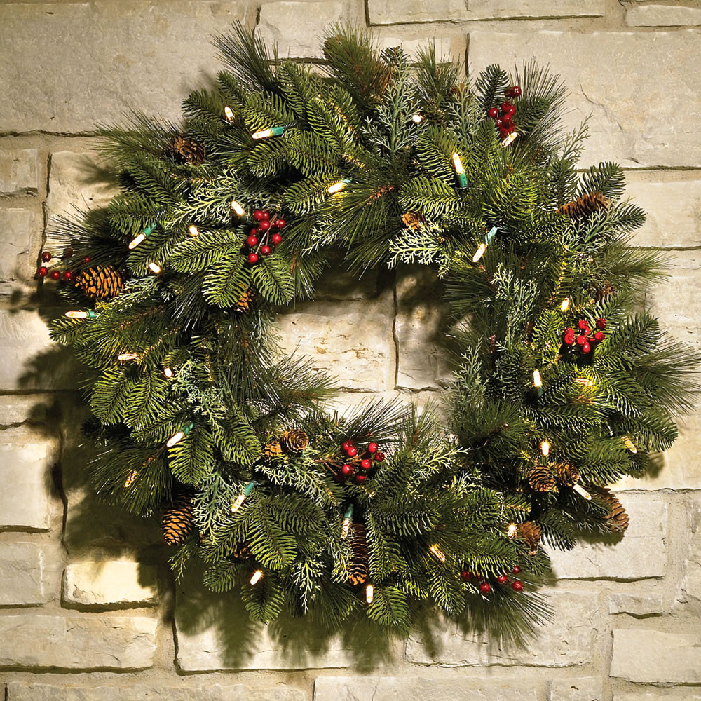 Best ideas about Outdoor Christmas Garland
. Save or Pin CHRISTMAS WREATH 24" Cordless PRE LIT DECORATED Indoor Now.