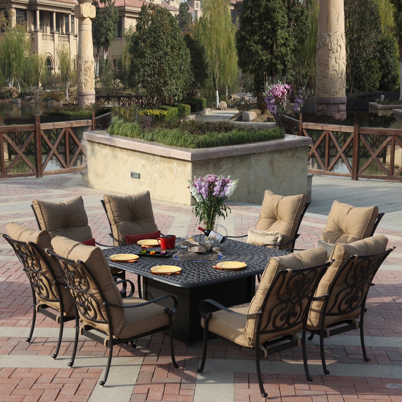 Best ideas about Outdoor Dining Sets
. Save or Pin Darlee Santa Anita 9 Piece Dining Set with Fire Pit Table Now.