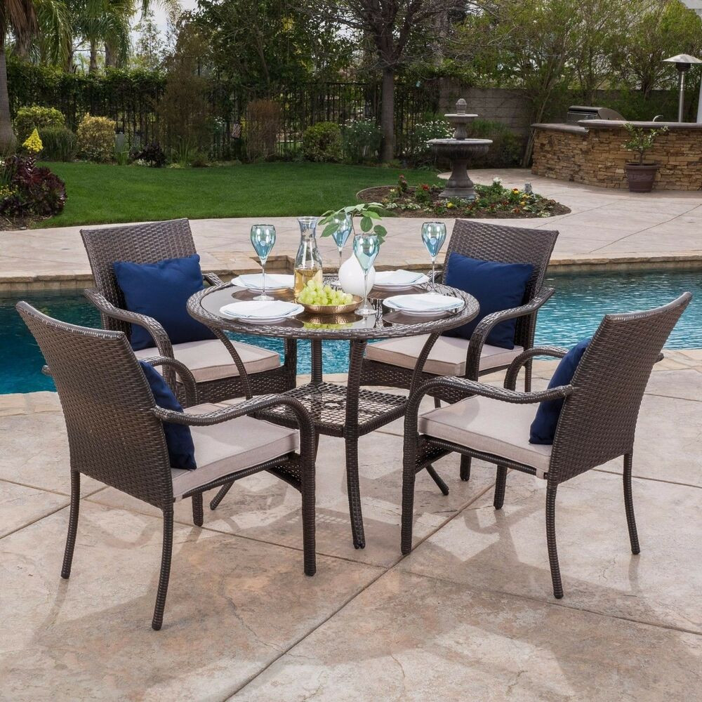 Best ideas about Outdoor Dining Sets
. Save or Pin Outdoor Brown Wicker 5 piece Dining Set with Beige Now.