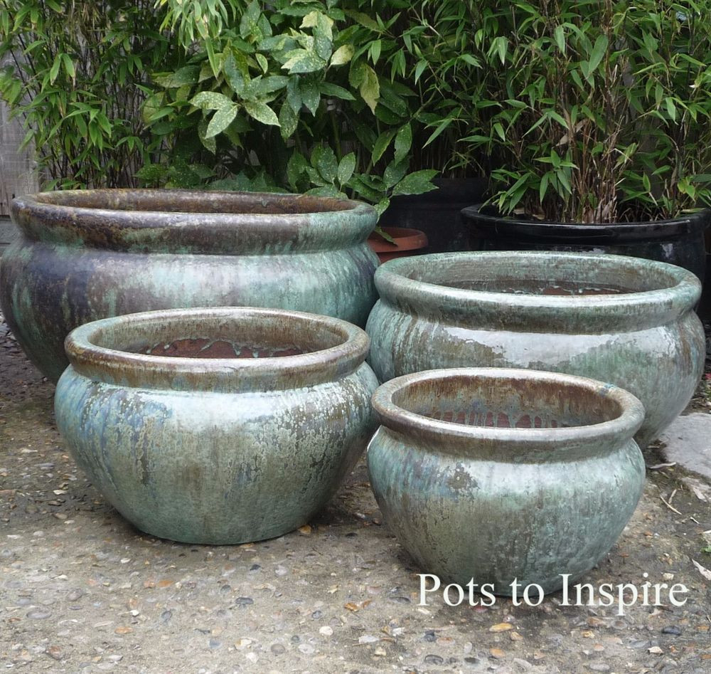 Best ideas about Outdoor Large Planters
. Save or Pin Extra Opal Green Glazed Low Bowl Planters Garden Pot Now.