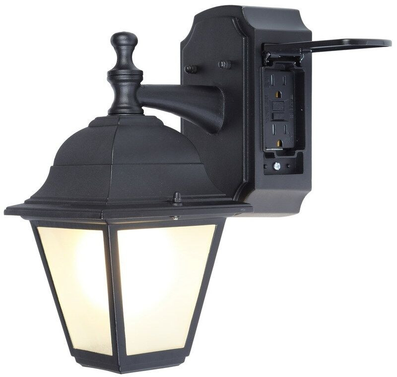 Best ideas about Outdoor Light Fixture With Outlet
. Save or Pin Black Outdoor Light Fixture Porch Patio Exterior Sconce Now.