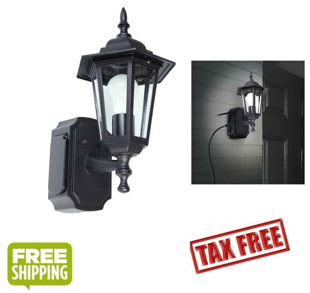 Best ideas about Outdoor Light Fixture With Outlet
. Save or Pin Outdoor Black Wall Light Fixture Patio Porch Exterior Now.