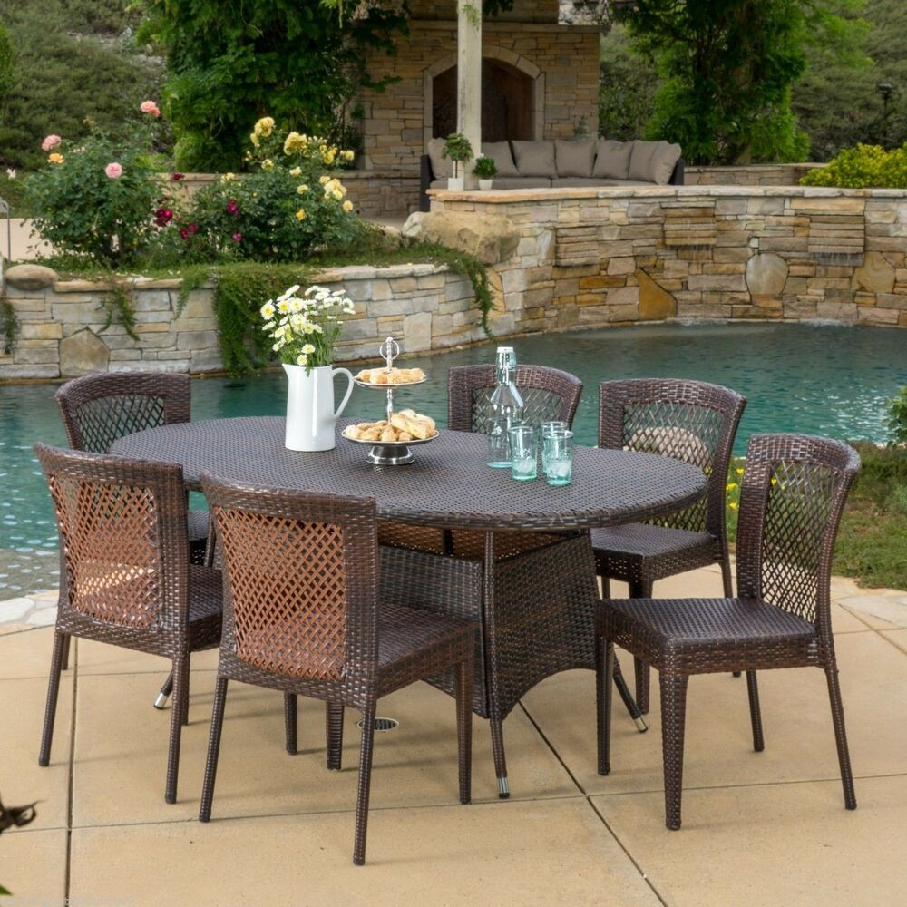 Best ideas about Outdoor Patio Dining Sets
. Save or Pin Outdoor Patio Furniture 7pc Multibrown All Weather Wicker Now.