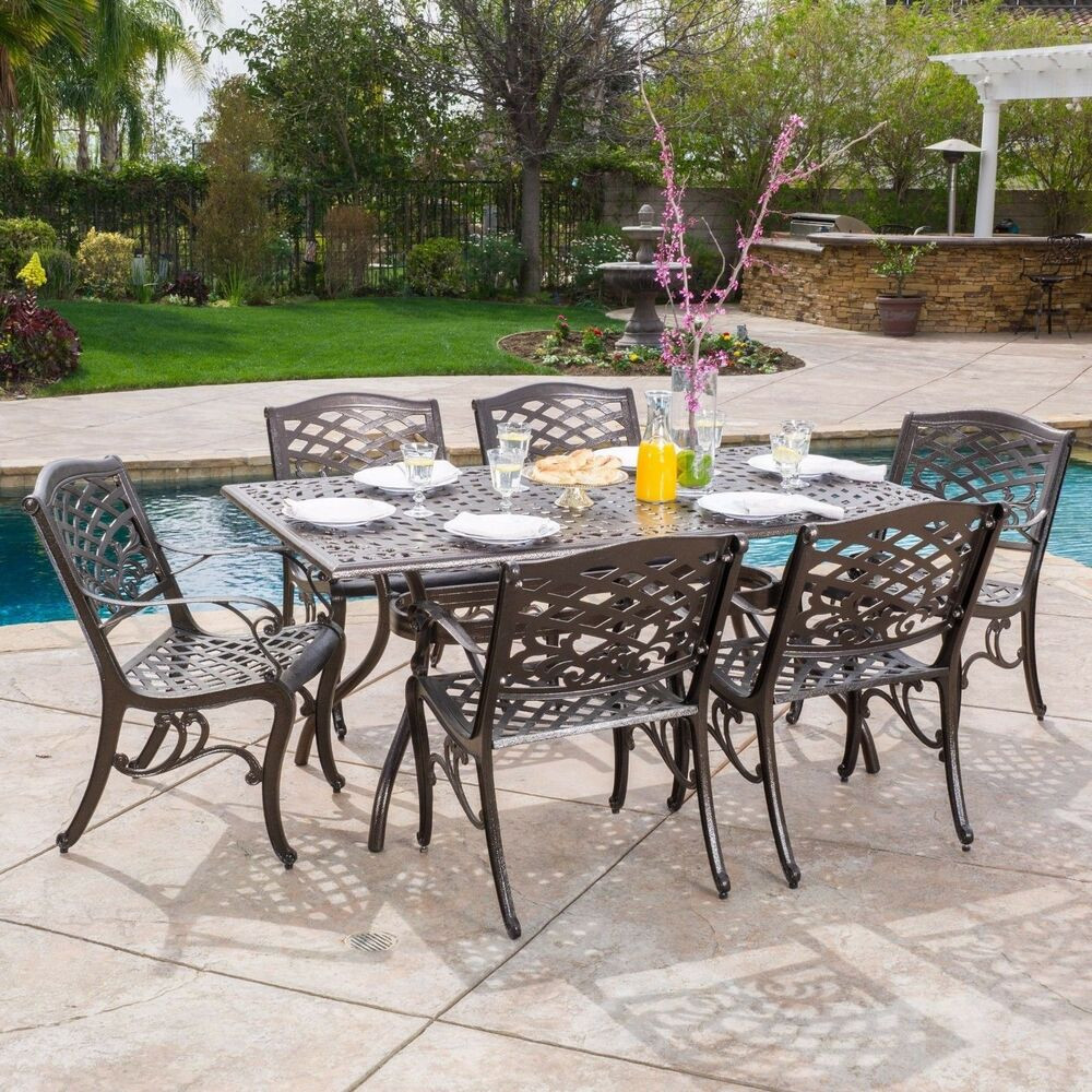 Best ideas about Outdoor Patio Dining Sets
. Save or Pin Outdoor 7 piece Cast Aluminum Rectangle Bronze Dining Set Now.