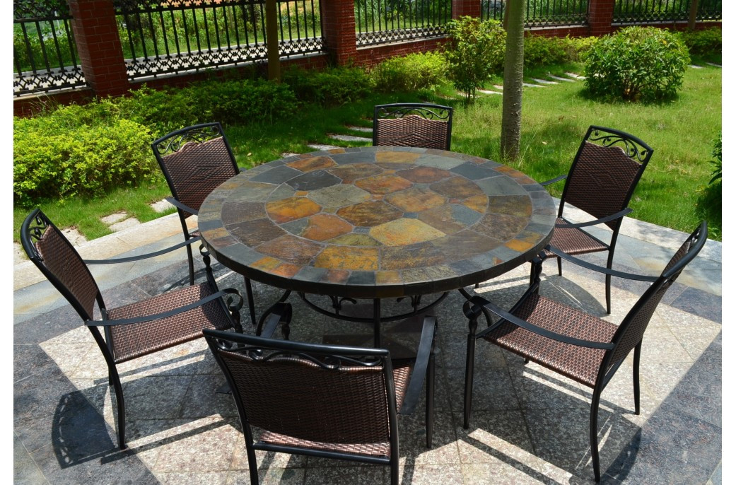 Best ideas about Outdoor Patio Tables
. Save or Pin 63 Round Slate Outdoor Patio Dining Table Stone OCEANE Now.