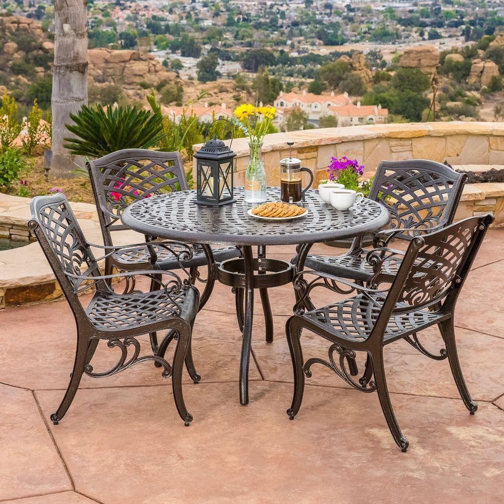 Best ideas about Outdoor Patio Tables
. Save or Pin Outdoor Patio Furniture 5pcs Bronze Cast Aluminum Dining Now.