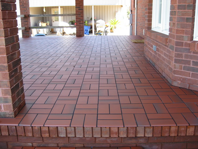 Best ideas about Outdoor Patio Tiles Over Concrete
. Save or Pin Basketweave with Quarry Tile over Concrete Patio Now.