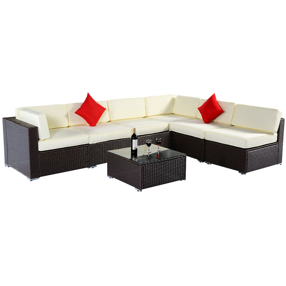 Best ideas about Outdoor Sofa Set
. Save or Pin Outdoor 7PC Furniture Sectional PE Wicker Patio Rattan Now.