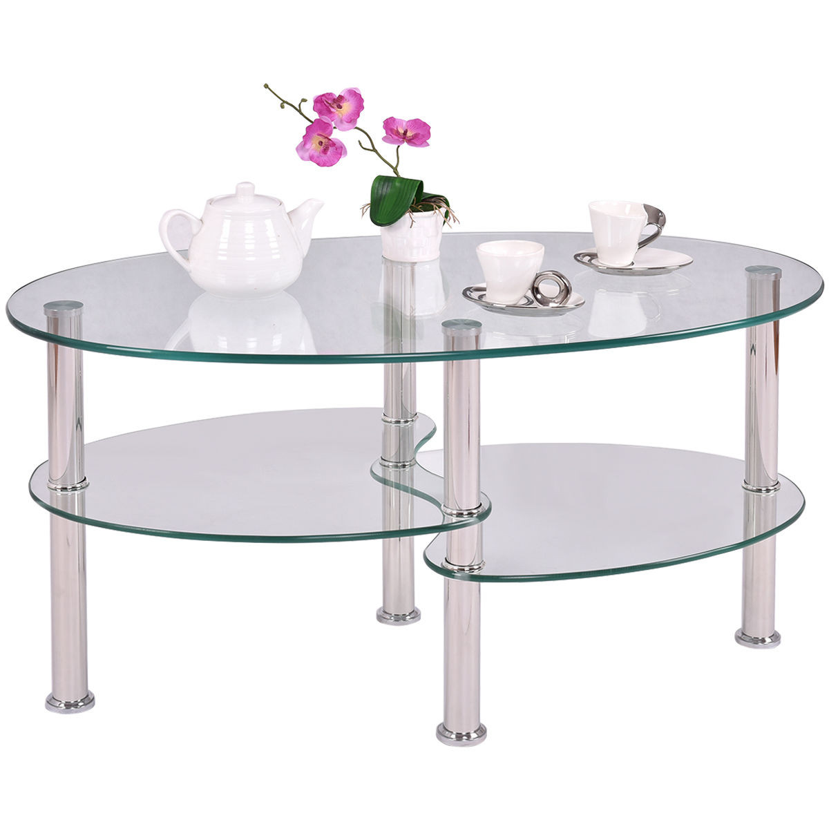 Best ideas about Oval Glass Coffee Table
. Save or Pin New Black Glass Oval Side Coffee Table Shelf Chrome Base Now.