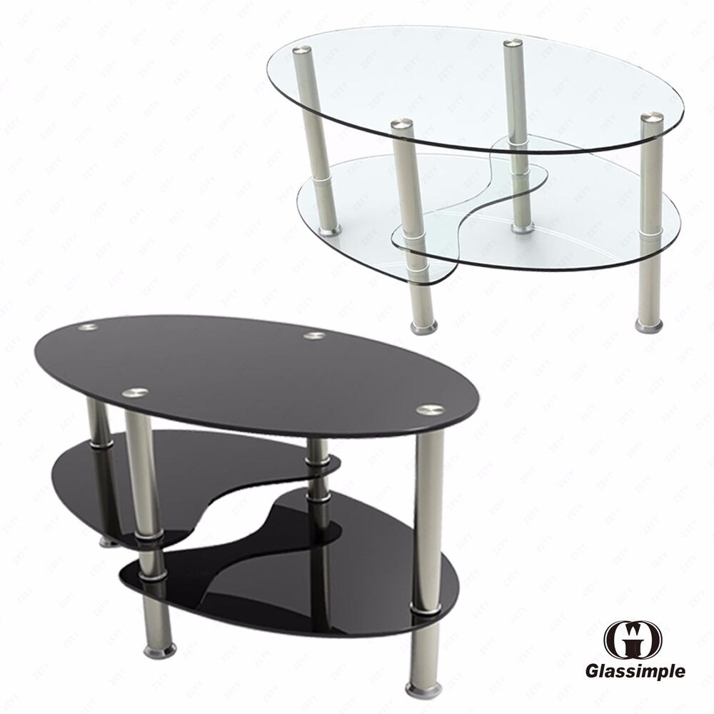 Best ideas about Oval Glass Coffee Table
. Save or Pin Black Clear Glass Oval Side Coffee Table Shelf Chrome Base Now.