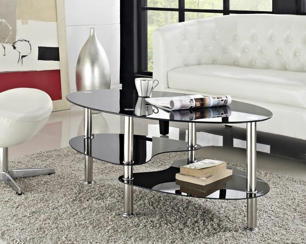 Best ideas about Oval Glass Coffee Table
. Save or Pin Oval Coffee Table Black Glass Table New Chrome Metal Now.