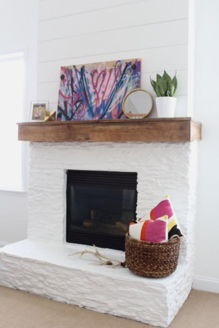 Best ideas about Painted Stone Fireplace
. Save or Pin White Painted Stone & Shiplap Fireplace Makeover Now.