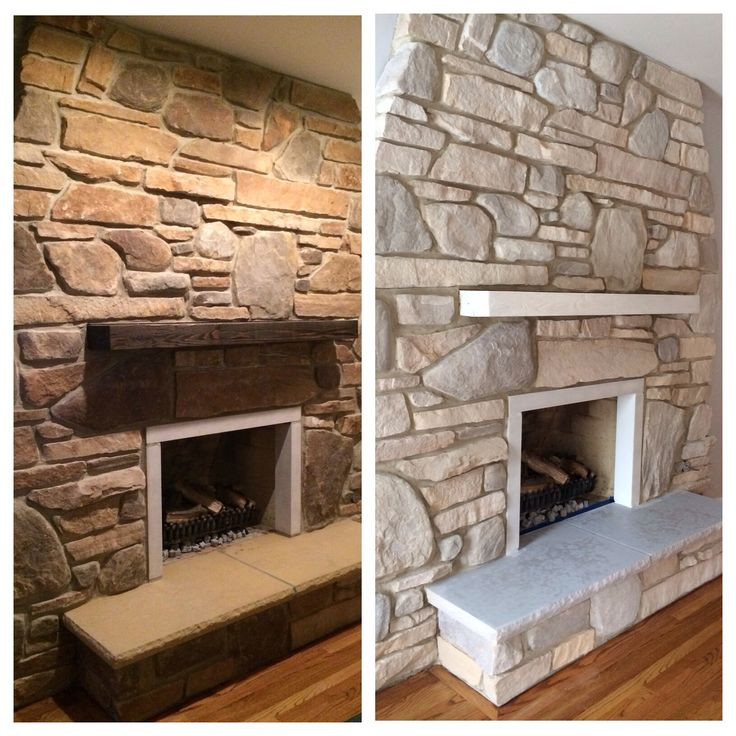 Best ideas about Painted Stone Fireplace
. Save or Pin White washed stone fireplace using Annie Sloan chalk paint Now.