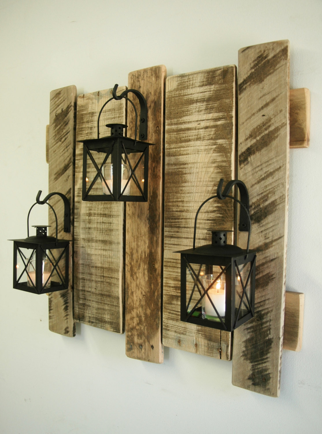 Best ideas about Pallet Wall Art
. Save or Pin Pallet wall decor with lanterns Rustic decor shabby chic Now.