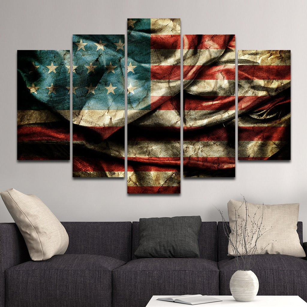 Best ideas about Panel Wall Art . Save or Pin Vintage Windy American Flag Multi Panel Canvas Wall Art Now.