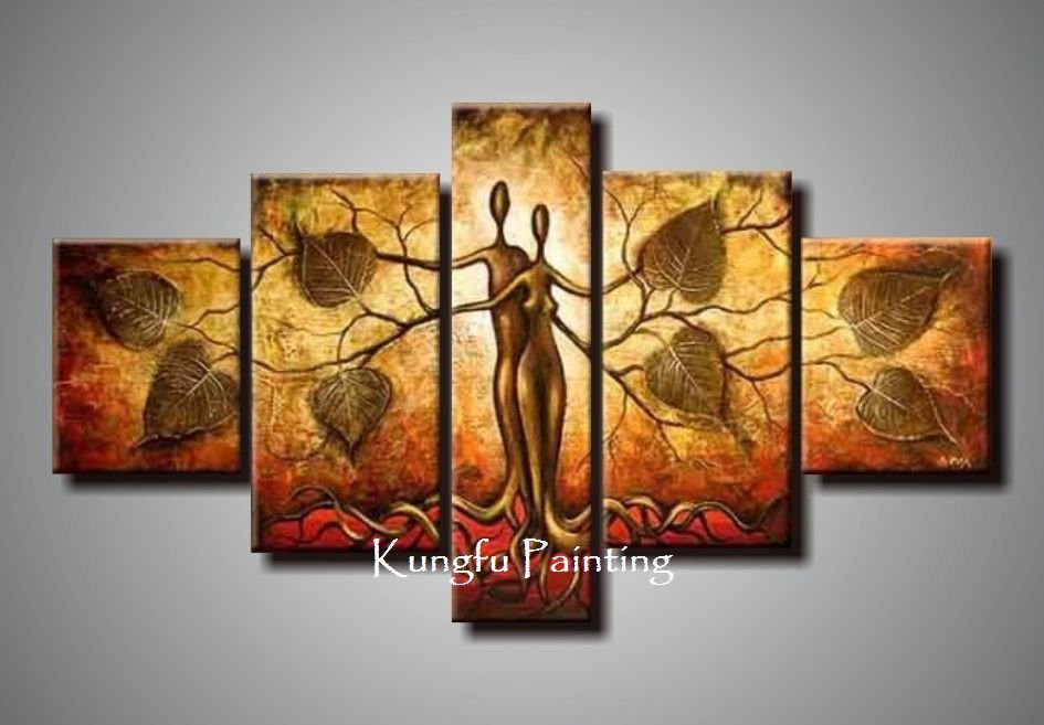 Best ideas about Panelled Wall Art . Save or Pin hand painted discount abstract 5 panel canvas art Now.