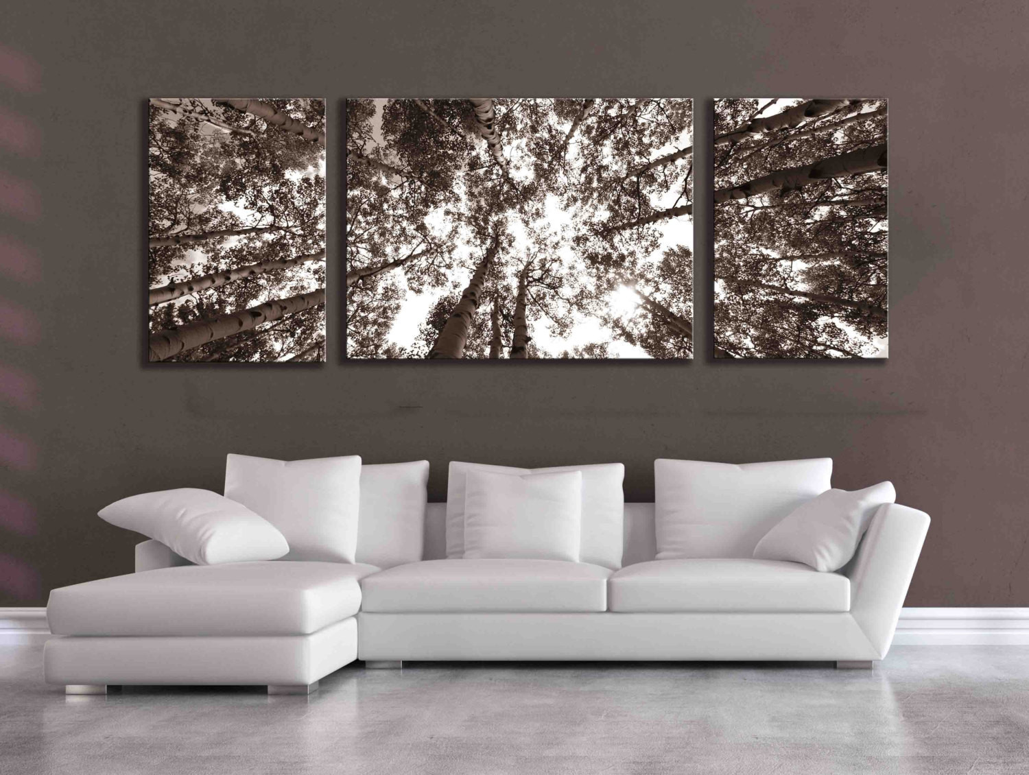 Best ideas about Panelled Wall Art . Save or Pin sepia three panel multi piece aspen birch tree nature Now.