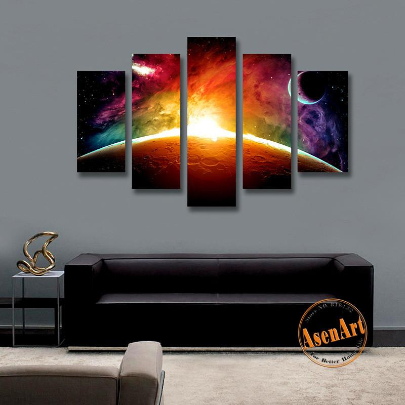 Best ideas about Panelled Wall Art . Save or Pin Amazing Outer Space Painting Star Moon 5 Panel Wall Art Now.