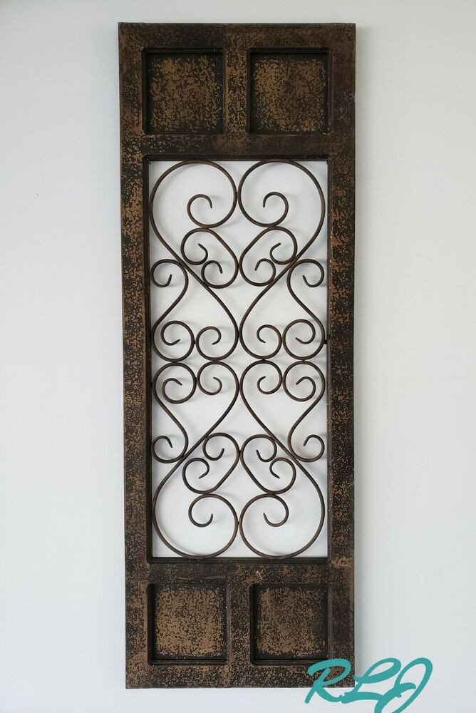 Best ideas about Panelled Wall Art . Save or Pin Dark Brown Rustic Vintage Scrolling Wood Metal Garden Gate Now.