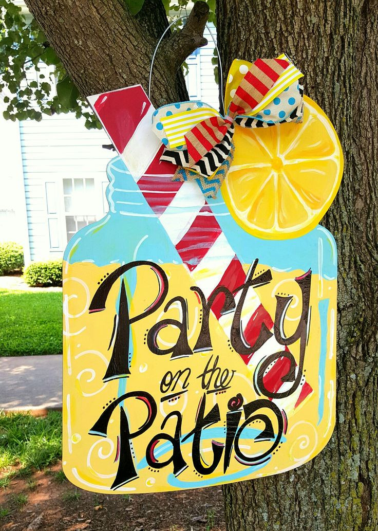Best ideas about Party On The Patio
. Save or Pin Mason Jar Wooden Door Hanger ☆ Wooden Door Hanger Lemonade Now.