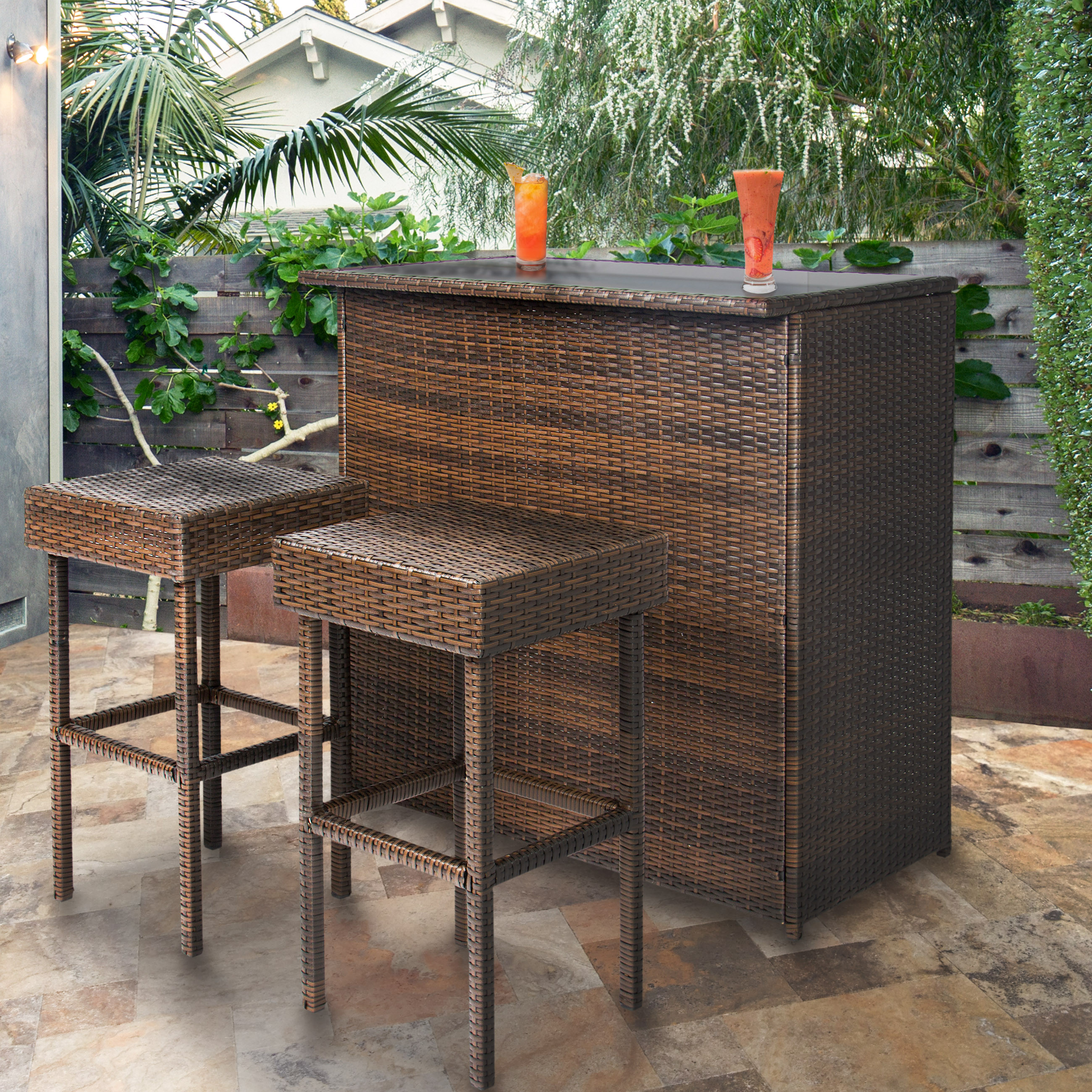 Best ideas about Patio Bar Table
. Save or Pin 3PC Wicker Bar Set Patio Outdoor Backyard Table & 2 Stools Now.