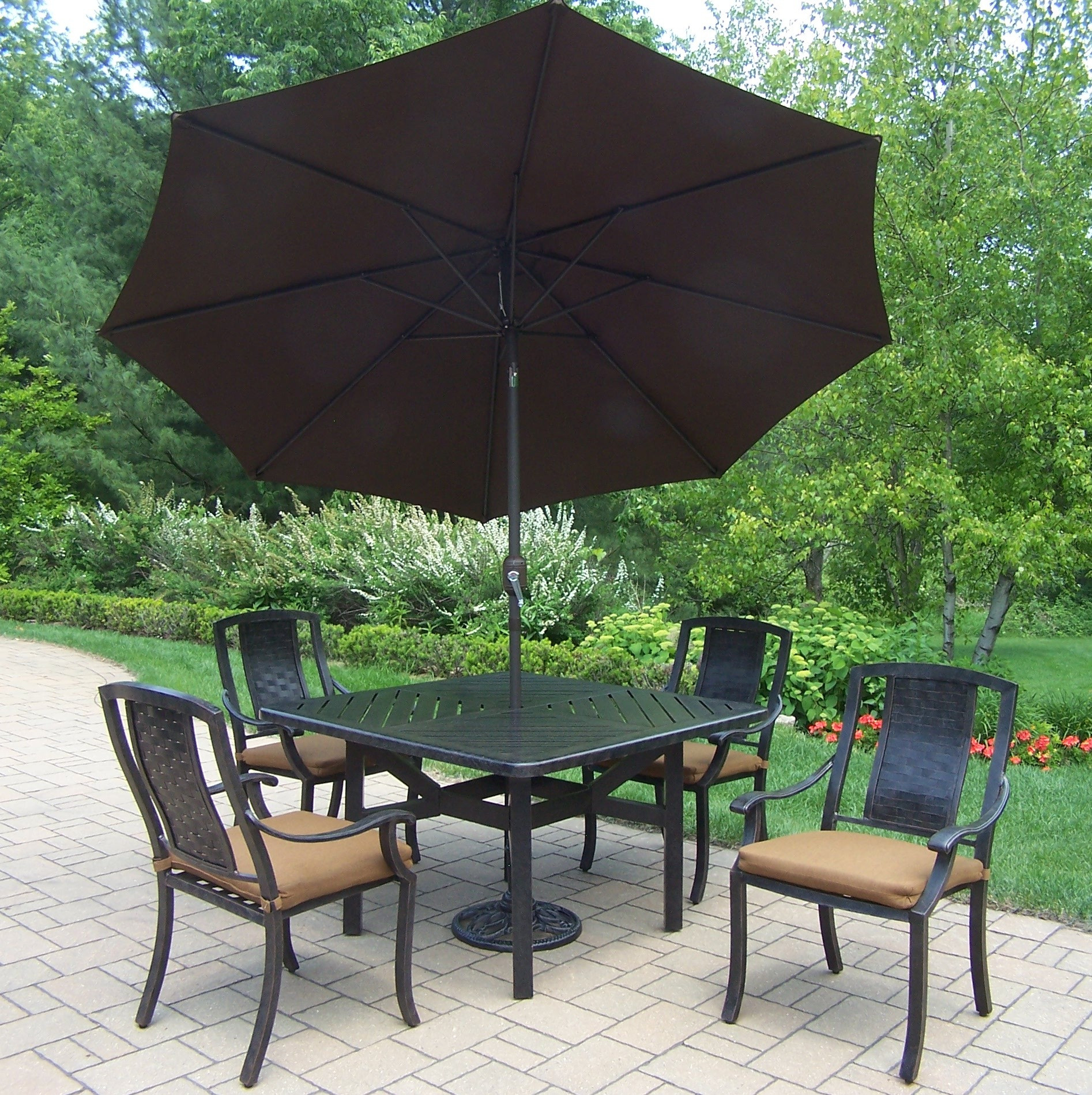 Best ideas about Patio Dining Sets With Umbrella
. Save or Pin Oakland Living Aluminum Patio Dining Set w 48x48 Now.