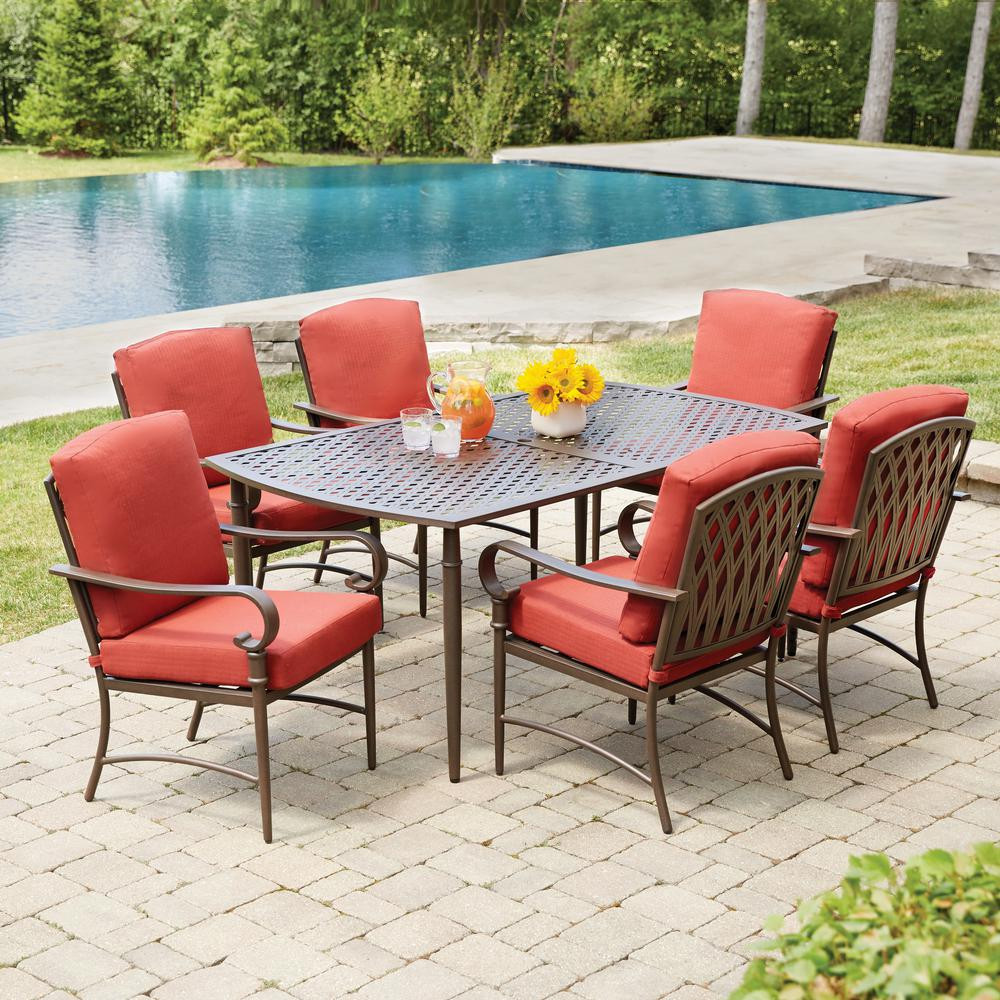 Best ideas about Patio Furniture Home Depot
. Save or Pin Hampton Bay Oak Cliff 7 Piece Metal Outdoor Dining Set Now.