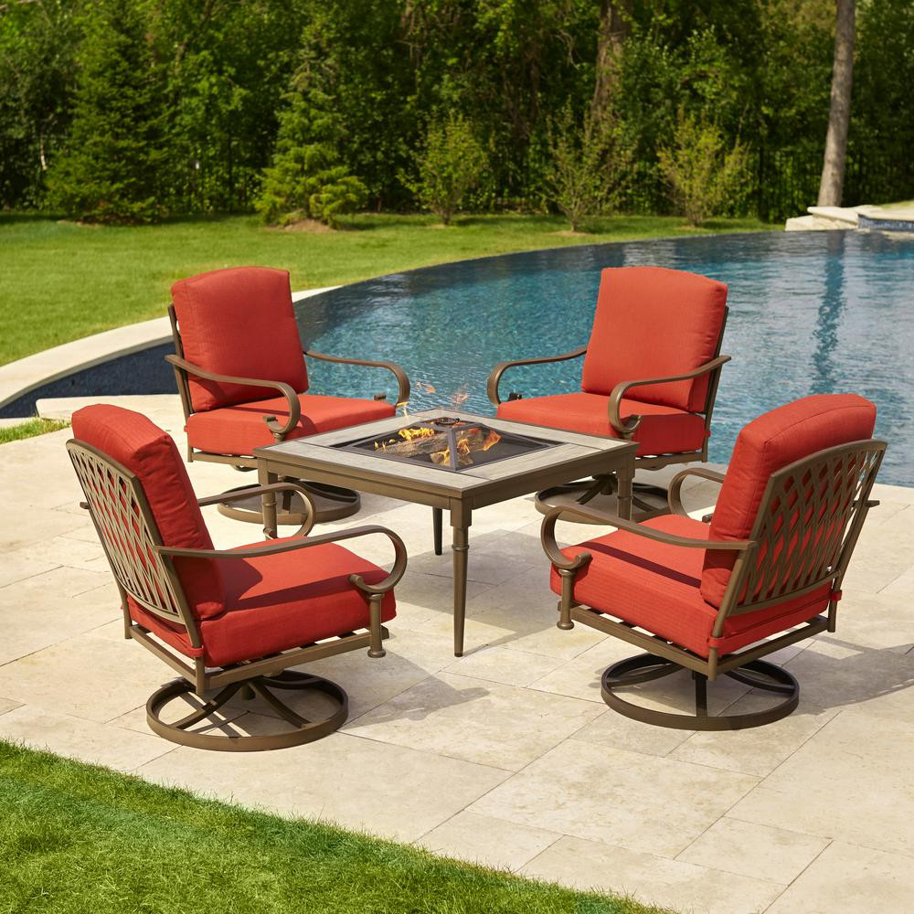 Best ideas about Patio Set With Fire Pit
. Save or Pin Hampton Bay Oak Cliff 5 Piece Metal Patio Fire Pit Now.