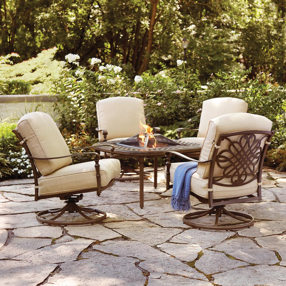 Best ideas about Patio Set With Fire Pit
. Save or Pin Hampton Bay Cavasso 5 Piece Aluminum Outdoor Patio Fire Now.