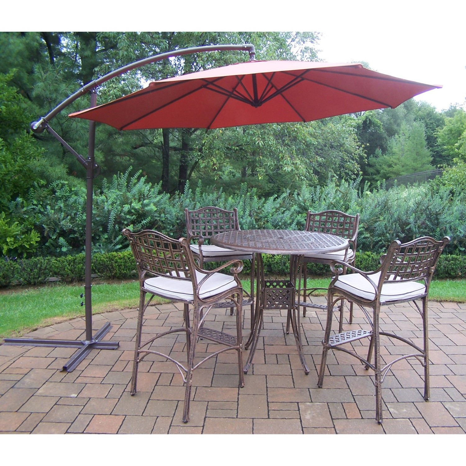 Best ideas about Patio Set With Umbrella
. Save or Pin Oakland Living Elite Cast Aluminum 5 Piece Patio Bar Set Now.