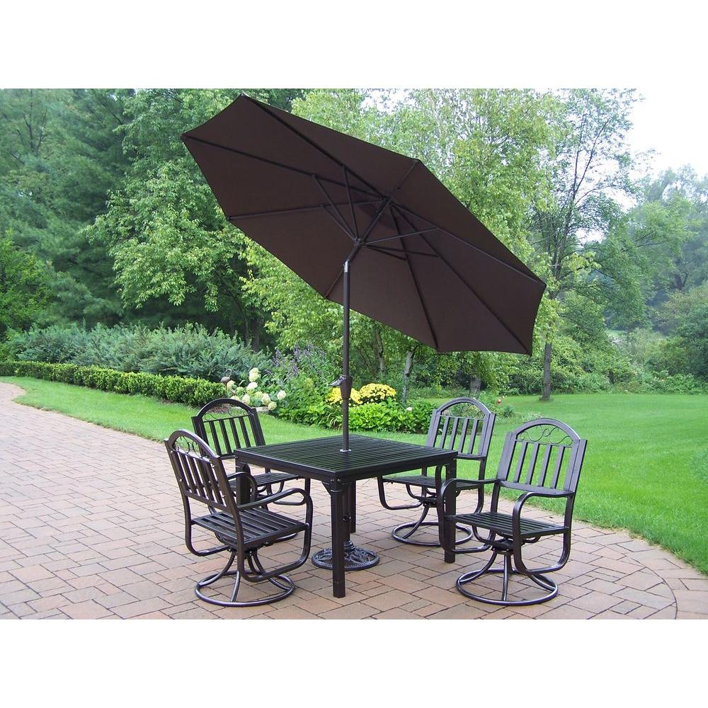 Best ideas about Patio Set With Umbrella
. Save or Pin Oakland Living Rochester 5 Piece Patio Swivel Dining Set Now.