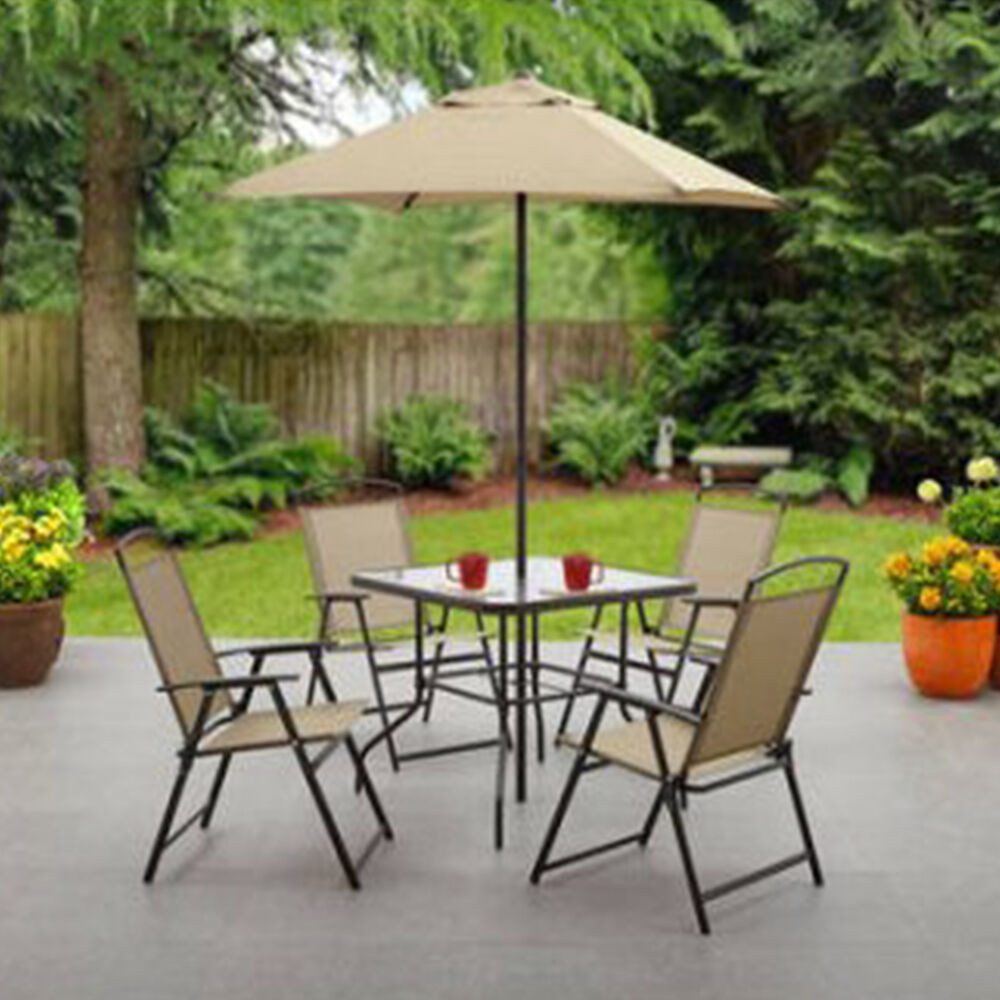 Best ideas about Patio Set With Umbrella
. Save or Pin 6 Piece Patio Dining Set Folding Table Chairs Umbrella Now.