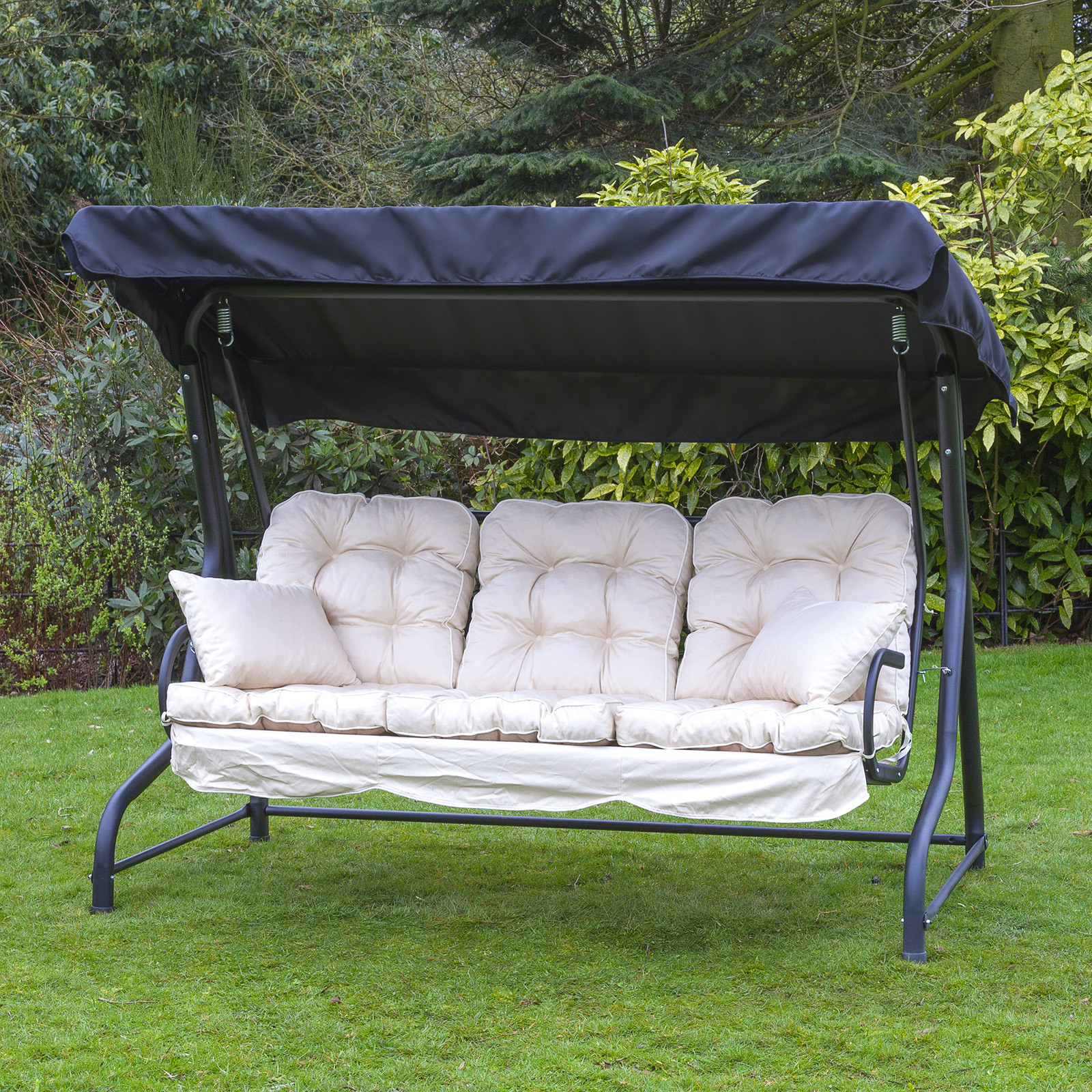 Best ideas about Patio Swing Cushions
. Save or Pin Garden Patio 3 Seater Black Swing Seat Hammock with Now.
