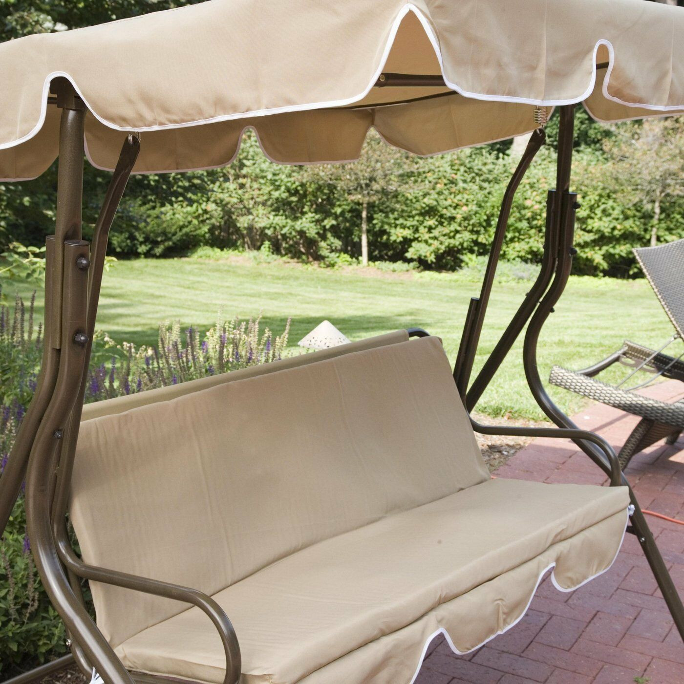 Best ideas about Patio Swing With Canopy
. Save or Pin Outdoor Patio Swing Bench Yard Deck Glider Porch Canopy Now.