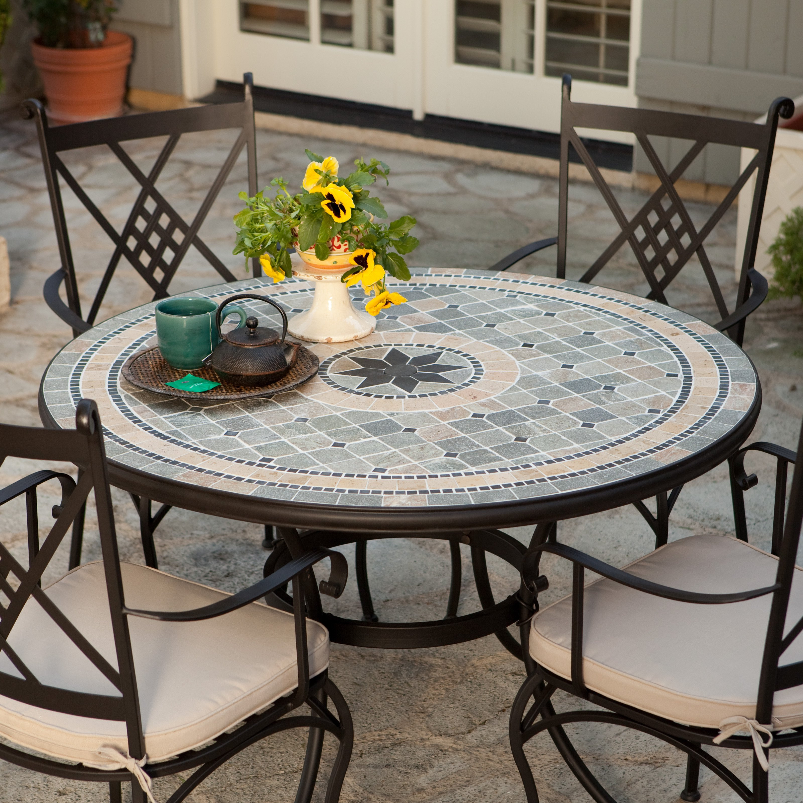 Best ideas about Patio Table Sets
. Save or Pin Belham Living Barcelona 48 in Round Mosaic Patio Dining Now.