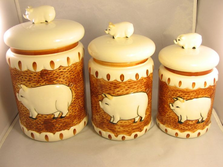 Best ideas about Pig Kitchen Decor
. Save or Pin VNTG 1983 Set of 3 Canister The Decorative Kitchen Pig by Now.