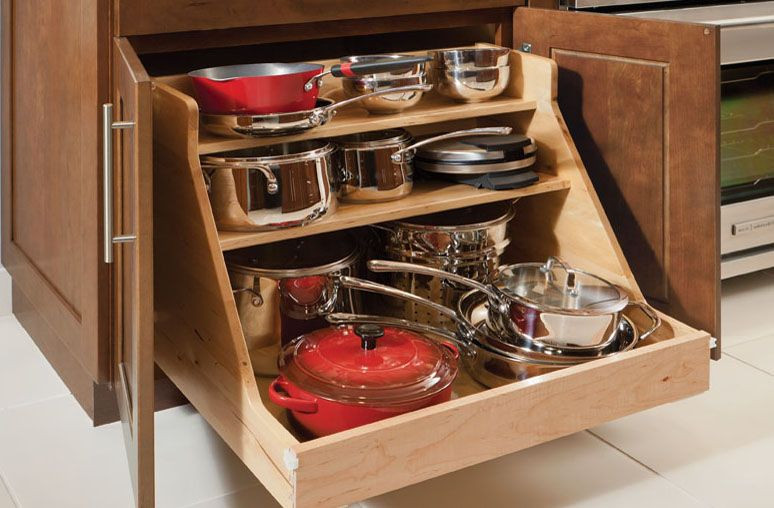 Best ideas about Pots And Pan Cabinet Organizer
. Save or Pin Simple Kitchen Ideas with Wooden Base Roll Out Pots Pans Now.