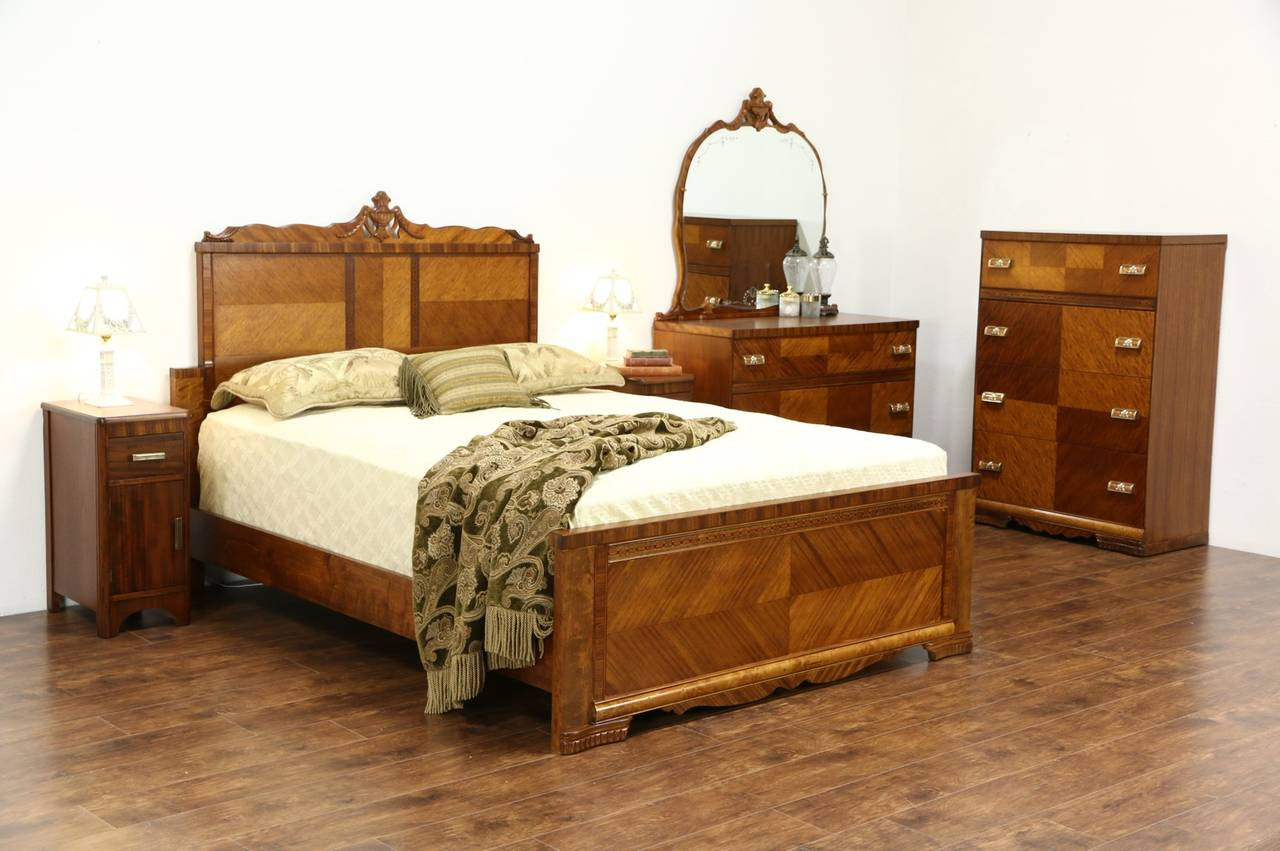 Best ideas about Queen Size Bedroom Sets
. Save or Pin Art Deco 1935 Vintage 5 pc Queen Size Bedroom Set Bed 2 Now.