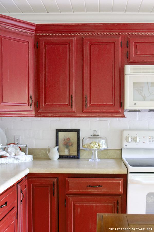 Best ideas about Red Kitchen Cabinets
. Save or Pin inexpensive kitchen fix up ideas countertop backsplash Now.