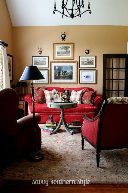Best ideas about Red Living Room
. Save or Pin Savvy Southern Style beautiful red couches and print Now.