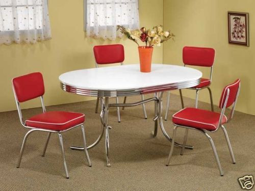 Best ideas about Retro Dining Table
. Save or Pin 1950s STYLE CHROME RETRO DINING TABLE SET & RED CHAIRS Now.