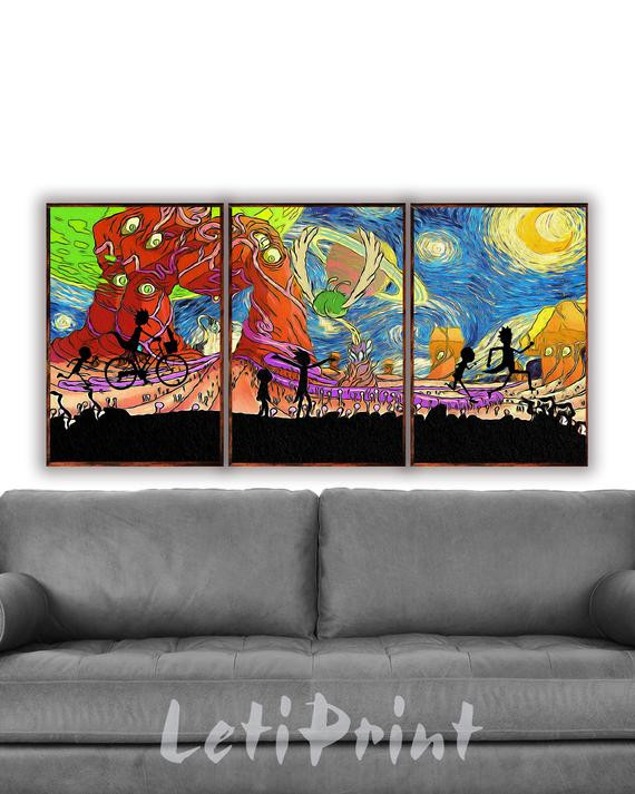 Best ideas about Rick And Morty Wall Art
. Save or Pin Rick and Morty Set of 3 Wall Art Rick and Morty Starry Night Now.