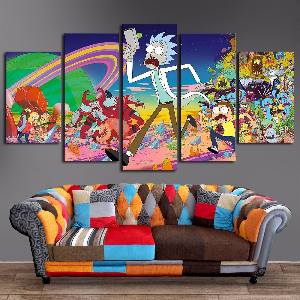 Best ideas about Rick And Morty Wall Art
. Save or Pin 5 Panels Canvas Painting rick and morty poster Wall Art Now.