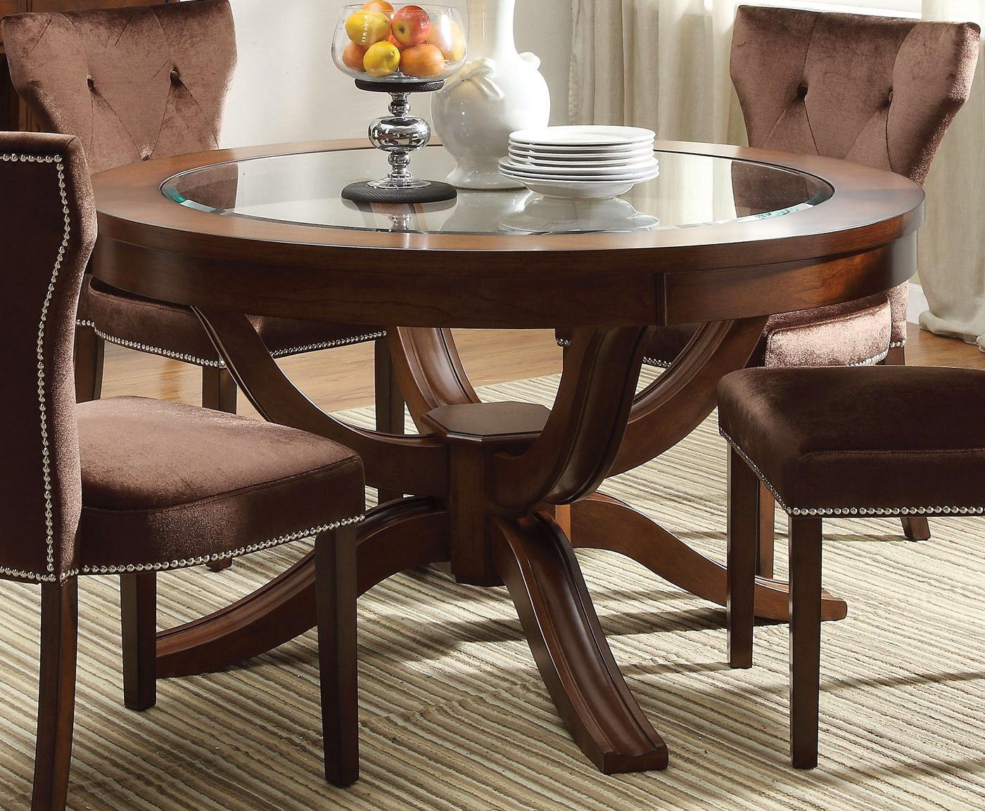 Best ideas about Round Glass Top Dining Table
. Save or Pin Kayden Transitional Round 54" Dining Table w Glass Top in Now.