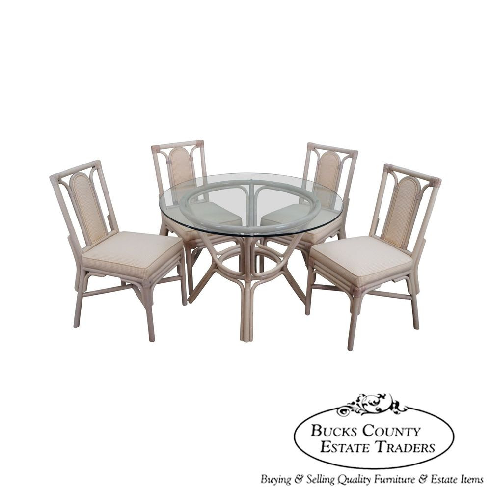 Best ideas about Round Glass Top Dining Table
. Save or Pin Rattan Bamboo Round Glass Top Dining Table & 4 Chair Set Now.
