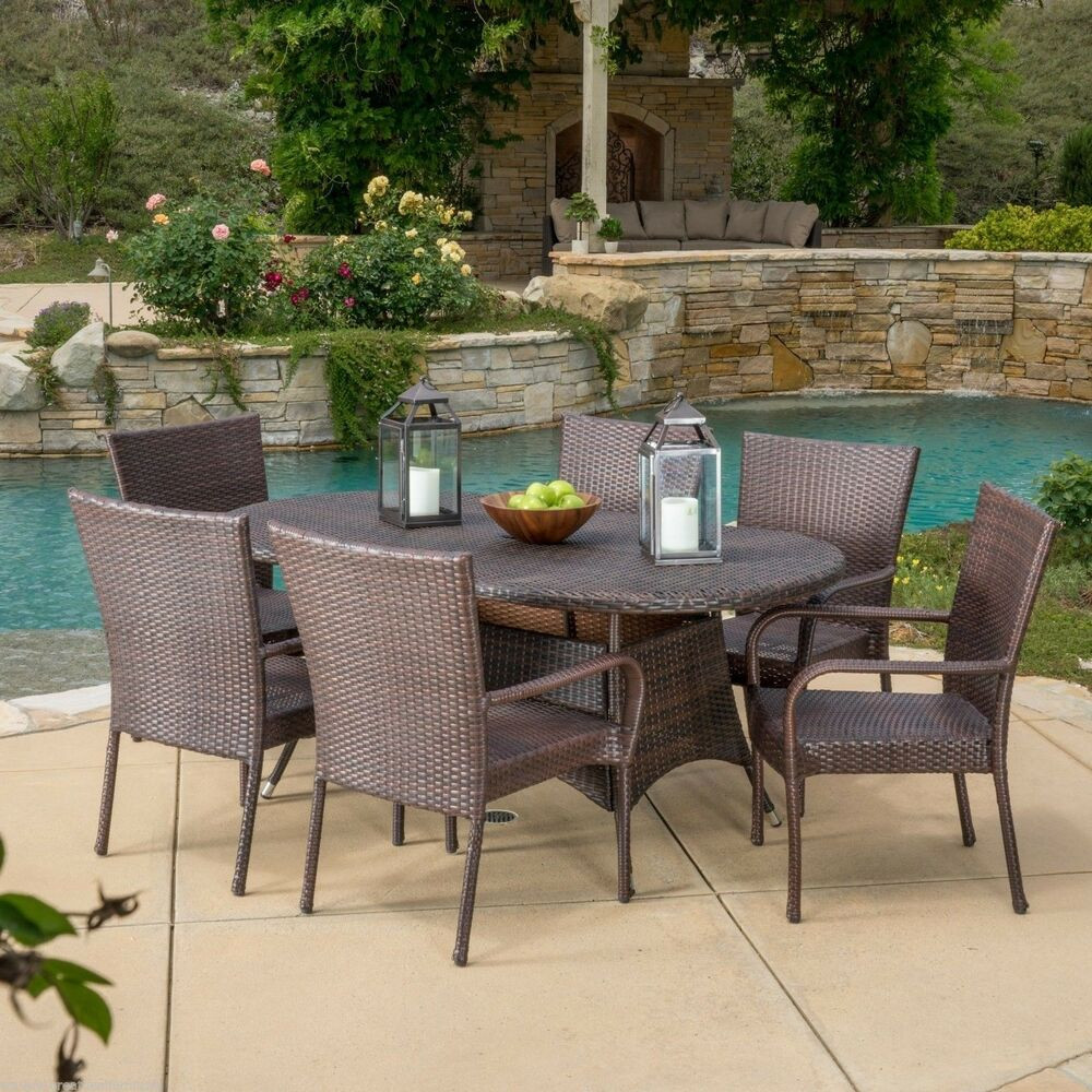 Best ideas about Round Patio Furniture
. Save or Pin Outdoor Patio Furniture 7pc Multibrown All Weather Wicker Now.