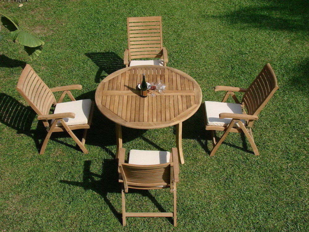 Best ideas about Round Patio Furniture
. Save or Pin 5 PC RECLINING TEAK SET OUTDOOR PATIO FURNITURE ASHLEY Now.